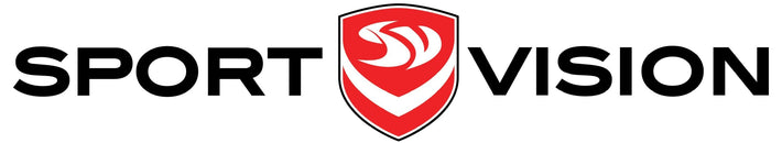 Sport Vision logo with a red shield on a white background